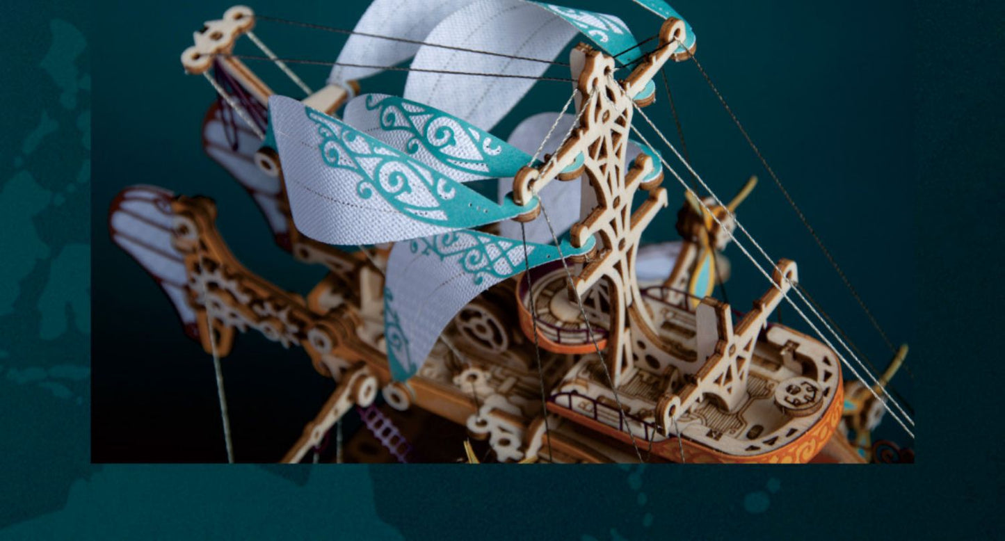 Fantasy Spaceship 3D wooden puzzles, handcrafted assembly models