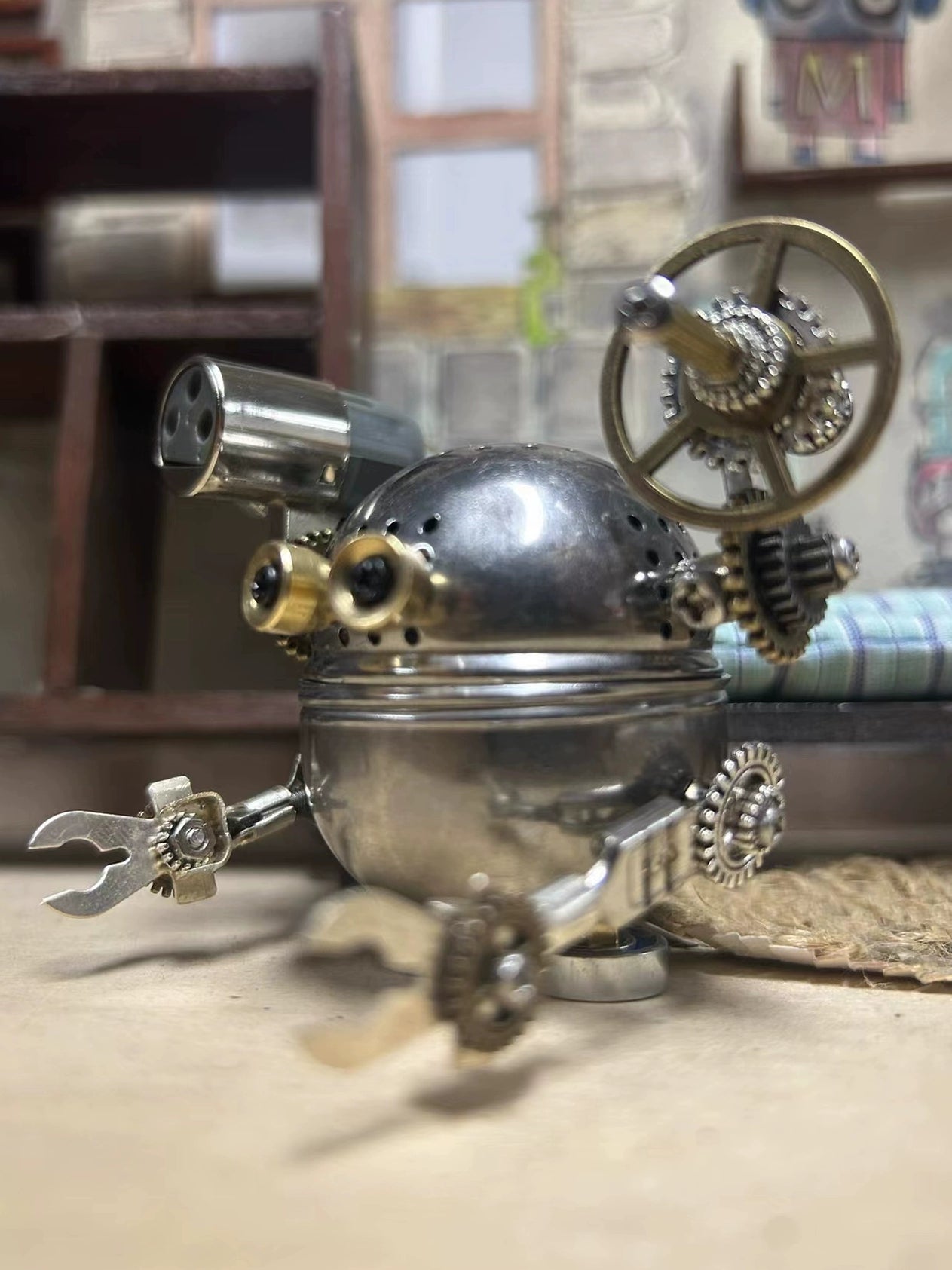 Assembly DIY steampunk mechanical little man figure model ornament gift metal figurine Valentine's Day