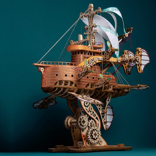 Fantasy Spaceship 3D wooden puzzles, handcrafted assembly models